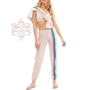 WILDFOX Joggers Rainbow Striped Sweatpants